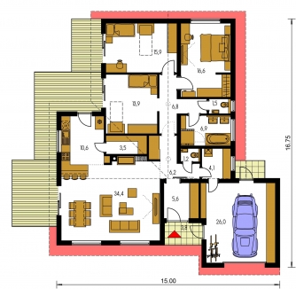 Floor plan of ground floor - BUNGALOW 166
